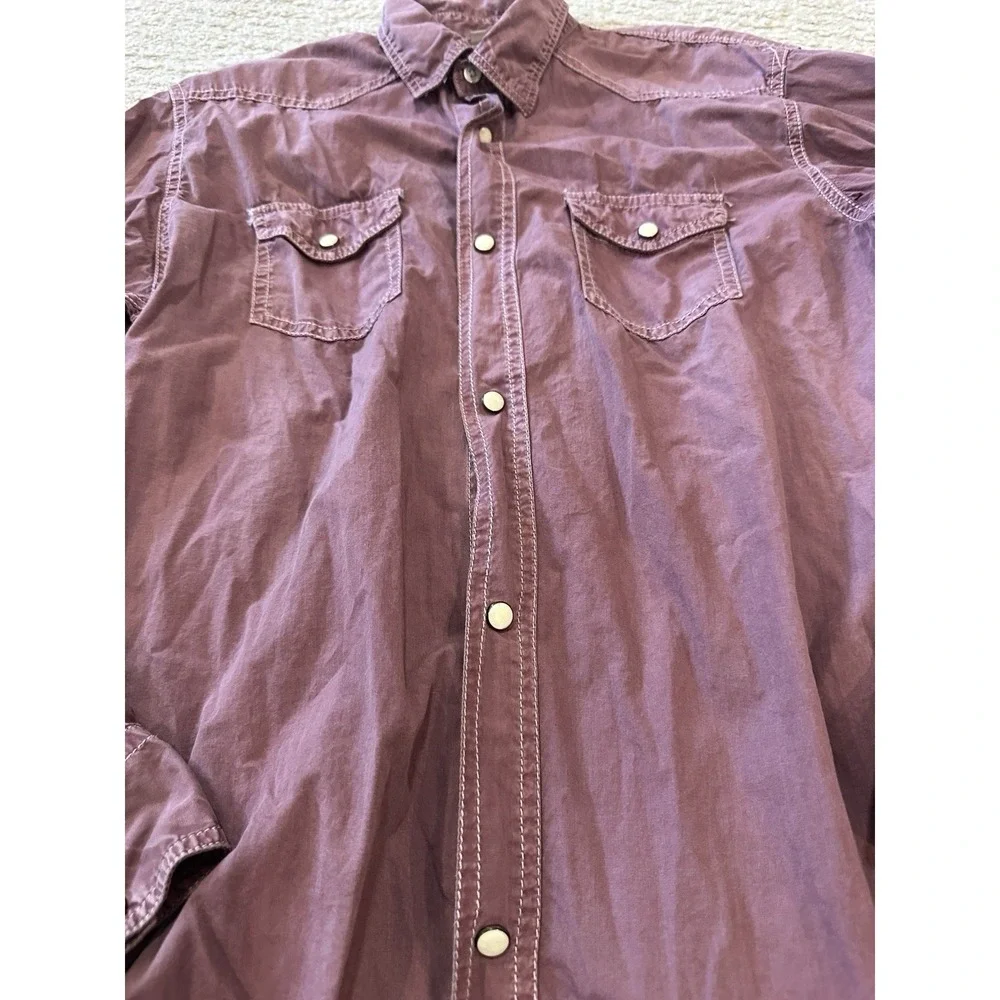 RafterC Maroon Fade Pink Pearl Snap Button Up Collared Long Sleeve Shirt Men XXL